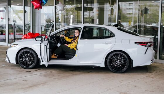 Christina Sheets sits inside her new Toyota