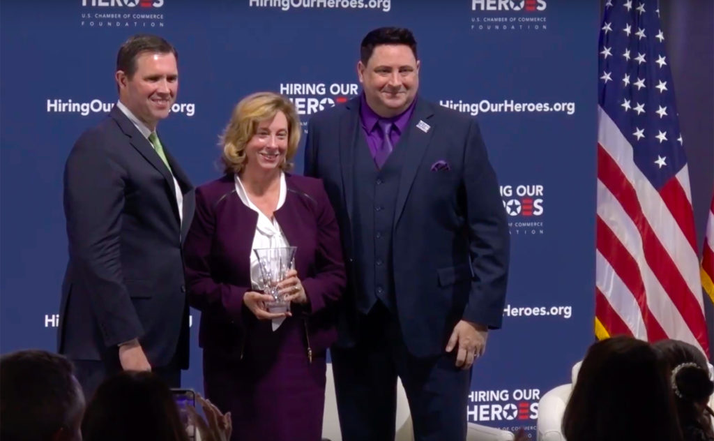 Hiring Our Heroes presents Cheryl Mason with the Bonnie Amos Impact Award for Lifetime Achievement 