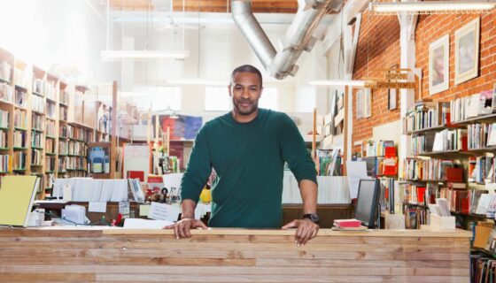 Independent bookstore owner