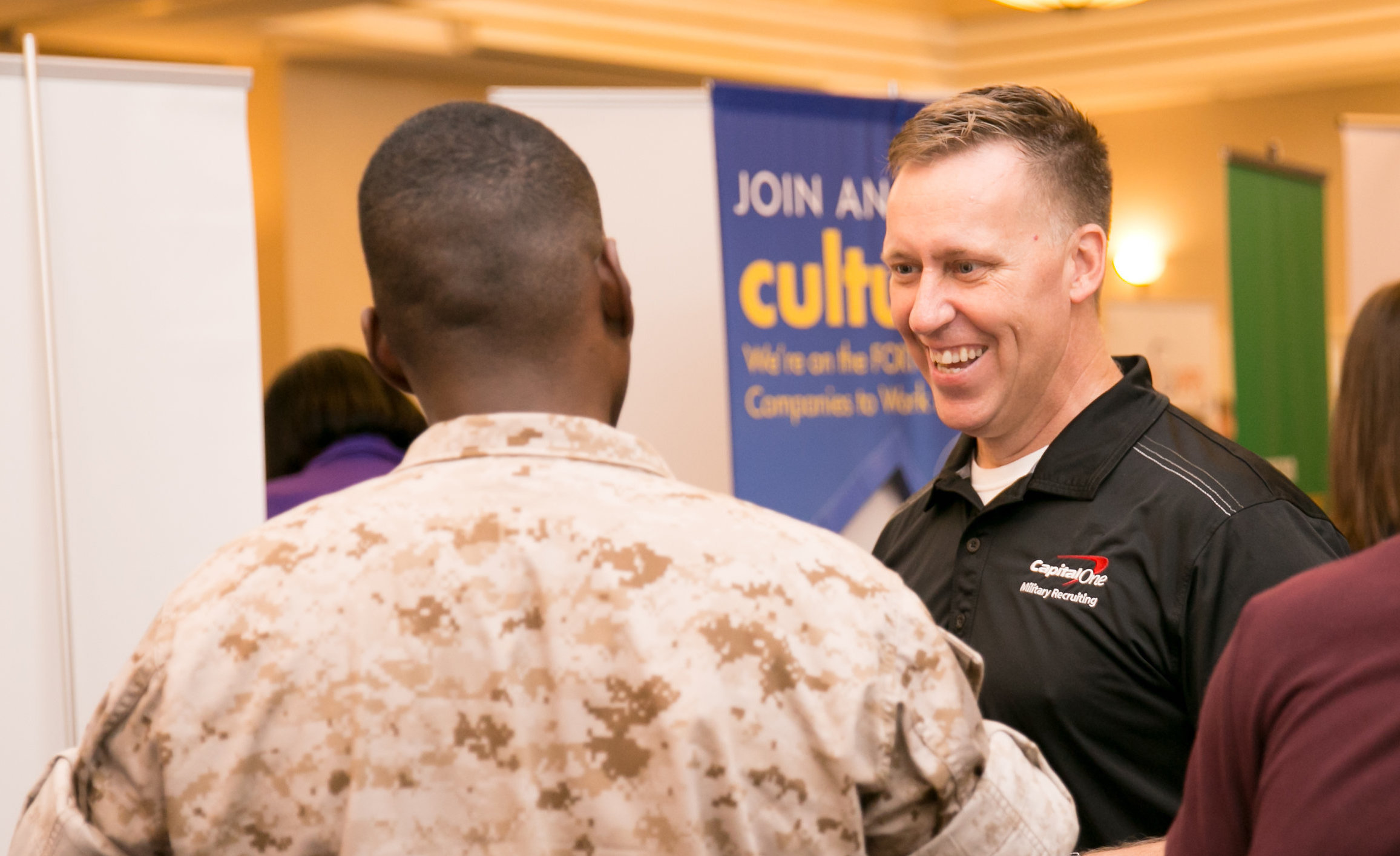 Transitioning service member speaks with a potential employer