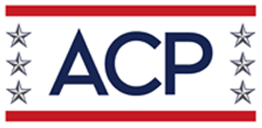 ACP red and navy blue logo