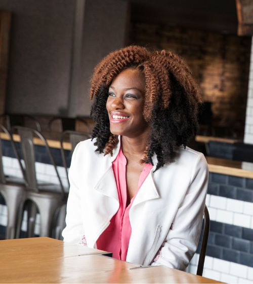 professional woman sitting for an interview